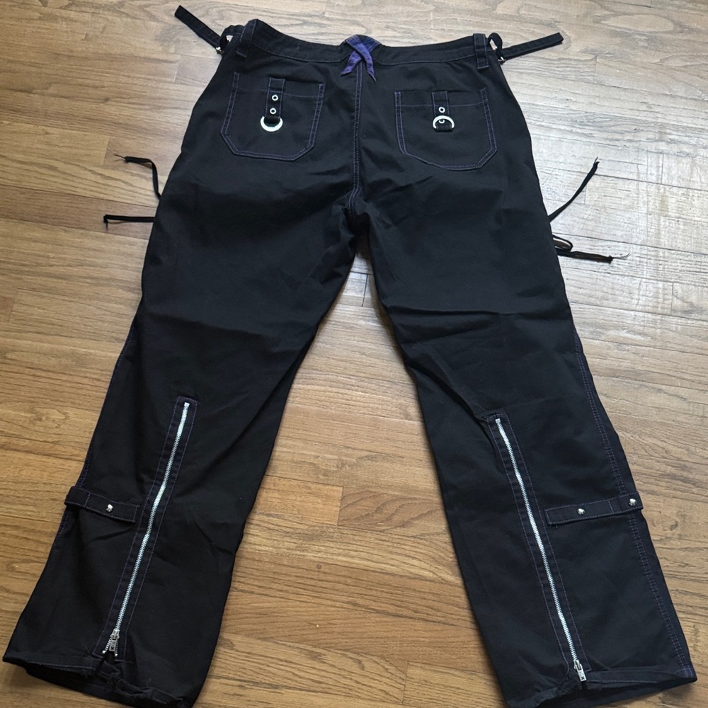 Tripp NYC Punk Black and Purple Lace Up Side Detail Pants | Size 15 | RARE - Picture 3 of 10